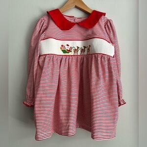 Stitchy Fish Christmas Dress Santa Reindeer Smocking Girls 7